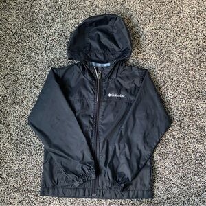 Columbia Unisex Youth Kids Sz XS (6-7) Black Hooded Windbreaker Full Zip Pockets